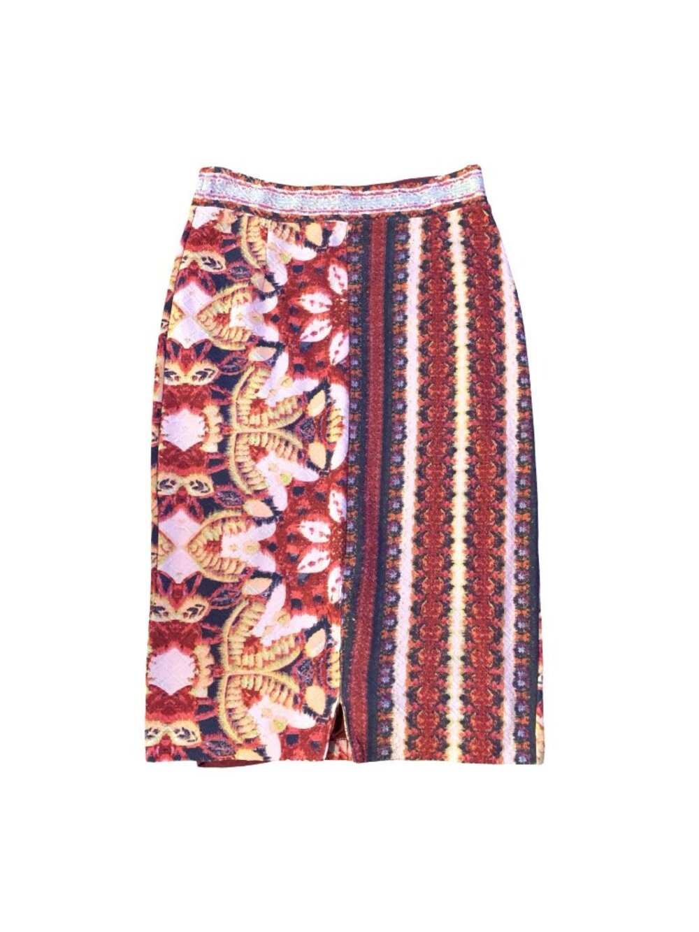 Anthropologie Maeve Marala Soft Knit Midi Pencil Skirt Berry Floral Size S Boho - Picture 2 of 10